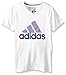 adidas Big Girls' Logo Short Sleeve Tee, White/Purple Glow, Large/14