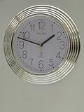 Radio Controlled Chrome Silver Wall Clock RC-10-CS Size 25cm 10" AA Battery included.