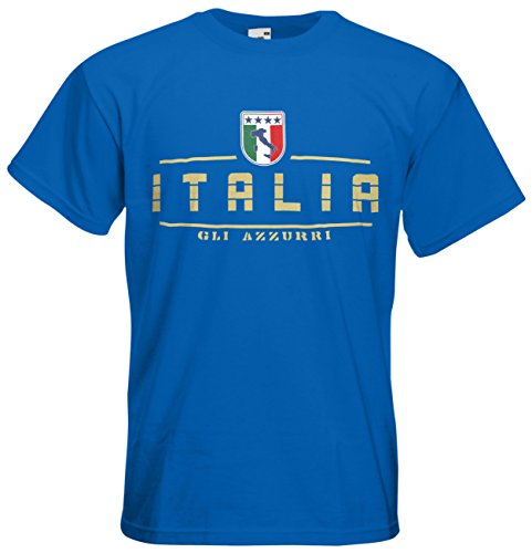 Italien Italia EM 2016 Fanshirt T-Shirt Trikot (Royalblau, L)