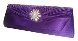 Soft Satin Diamante Clutch Bag Purse Evening Party