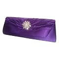 Soft Satin Diamante Clutch Bag Purse Evening Party