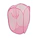 Amico Foldable Mesh Design Clothes Storage Pop Up Laundry Basket Hamper Pink