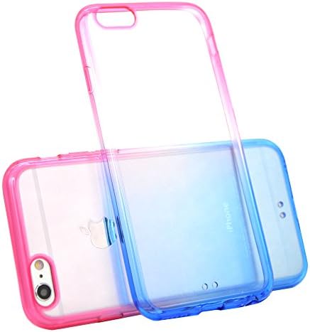 6 Plus Case, FYee Slim AIR CUSHION [Invisible] Clear Back Panel + TPU Colorful Bumper Cover Cases for Apple iPhone 6 Plus/6s Plus - Clear Pink/Blu,e