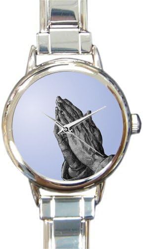 Special Design Renaissance Collection, Christian Religious Gift Prayer, Praying Hands Round Italian Charm Watch