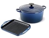 Review Le Creuset  / Le Creuset 24cm Round Graded Blue Casserole with Free Square Grill