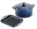 Le Creuset 24cm Round Graded Blue Casserole with Free Square Grill