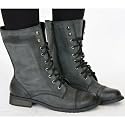 Womens Army Military Style Combat Lace Up Black Worker Ankle Boots Size 3 4 5 6 7 8