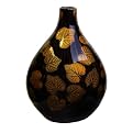 Leaf Pear Shaped Composite Vase - Brown / Gold