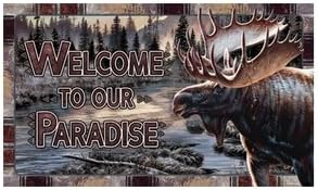 Welcome To Our Paradise Moose Indoor/Outdoor Door Mat