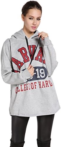 ACEVOG Women's Warm Cool Red Letter Pattern Thicken Hoodie Blouse Dress L