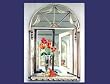 Arched Mirror with Red Tulips