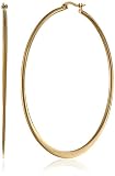 Yellow Gold-Plated Stainless Steel Flattened Hoop Earrings