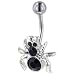 Black Crystal Climbing Spider Dangle Belly Ring