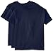 Hanes Big Boys' Short Sleeve Beefy Tee Pack of 3, Navy, Medium