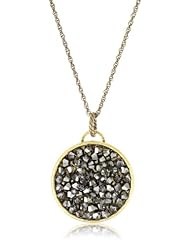Liz Palacios "Arco Iris" Silver Night Swarovski Elements Medium Circle Pendant Necklace