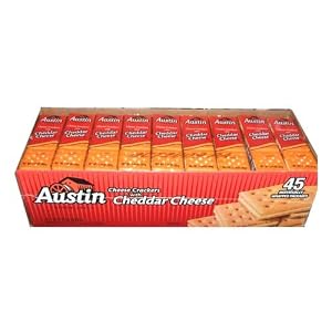 Austin Cheese Crackers with Cheddar Cheese Forty-Five individually wrapped packs value box by Austin