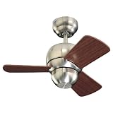 Monte Carlo 3TF24BS Micro 24-Inch 3-Blade Ceiling Fan with Mahogany Blades, Brushed Steel