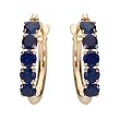 Hoops Earrings With 0.50ctw Created Sapphires in Yellow Gold Length 11.5mm