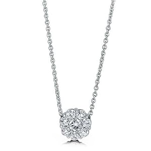 Sterling Silver Necklace Cubic Zirconia CZ Flower Pendan