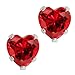 Gem Stone King 925 Sterling Silver Red Cubic Zirconia CZ Stud Earrings (3.00 cttw, 6MM Heart)