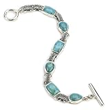 Barse Sterling Silver Turquoise Rope Link Bracelet