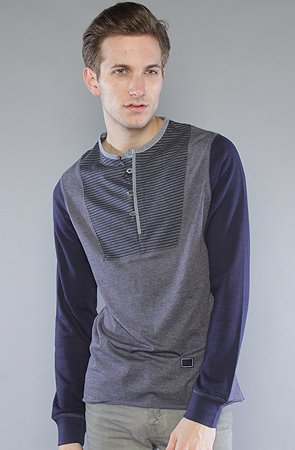 Freshjive The Blinders Thermal Henley in Indigo,Tops for Men, Large,Indigo