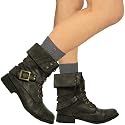 New Brown Army Military Combat Worker Buckle Flat Lace Boots Sz 3-8
