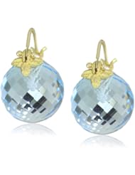 Gabrielle Sanchez 12mm Round Faceted Blue Topaz Flyer Earrings