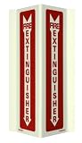 41UtF0eWjkL. SL160  Jessup FS 7520 R 212 Fire Extinguisher   Rigid Sign with Down Arrow, Photoluminescent Letters on Red Background, 12 by 9 Inch