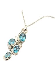 Beautiful Cascade Topaz Pendant containing 4 Austrian Blue Topaz and 10 white topaz in 925 sterling silver. Pendant measures approx. 4cm and hangs from an 18" chain