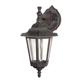 Adjusta-Post One-Light Outdoor Downward Inverted Wall Sconce, Rust with Clear Acrylic Beveled Lens #S73VC-RU