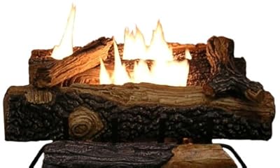 Sure Heat Mountain Vernon Oak Vent Free Dual Burner Log Set for Liquid Propane Fueled Fireplace, 18-Inch