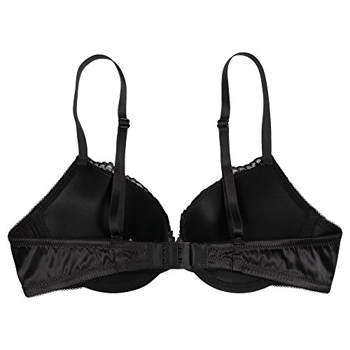 Ekouaer Women's Padded Underwire PushUp Plunge TShirt Bra (Black, 38A