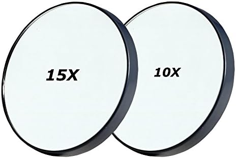 BasicWu 15x 10x Magnification Mirror Set Portable Makeup Mirror with Locking Suction Cup