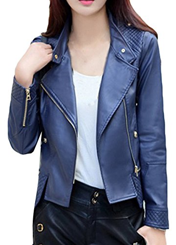 (ラボーグ)La Vogue レディース ジャケット コート PUレザー ショートジャケット レザージャケット ライダース 前開き ジッパー 斜めジッパー 着痩せ ポッケト 長袖 春秋