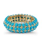 Synthetic Turquoise Stone Metal Fashion Bangle Bracelet
