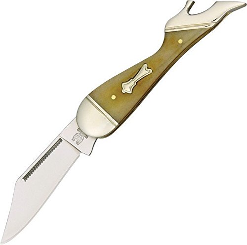 Rough Rider Small Leg Fold Knife 3 1/8in., SS clip blade, Smooth amber bone handle