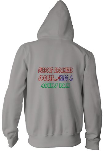 Support Organized Sports Kiss A 49ers Fan Youth Zippered Hooded (Hoody) Sweatshirt Fleece Jacket ASH GREY SMALL