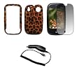 Leopard Design Snap-On Cover Hard Case Cell Phone Protector + Crystal Clear LCD Screen Protector + Rapid Car Charger for Palm Pre