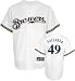 Yovani Gallardo Youth Jersey: 2009 Majestic Home White Replica #49 Milwaukee Brewers Jersey - Medium (10-12)