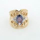 Gold over Sterling Silver Simulated Alexandrite Two Tone Ring(Sizes 5,6)
