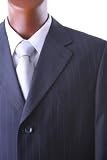 Men's Single Breasted Navy Pinstripe Super 150's Wool Feel Dress Suit