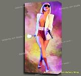 LADY GAGA ORG MIX MEDIA PAINTING CANVAS ART W GALLERY WRAP STYLE FRAMING 13X28X1.5"