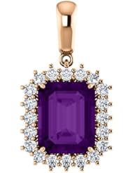 18K Rose Gold 10.00x8.00mm Emerald Cut Chatham Created Alexandrite and Diamond Pendant -- LIFETIME WARRANTY