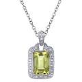6CT Emerald Cut Natural Lemon Quartz Pendant In Sterling Silver With 18