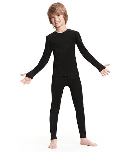 ClimateSmart Boys Long Sleeve Crew Neck and Pant - 2 PC Set-Black, S