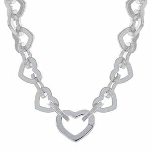Designer Sterling Silver Interlocking Heart Toggle Necklace