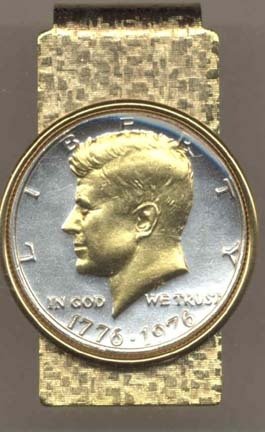 Bicentennial Kennedy Half Dollar (1976) Two Tone U.S. Coin Hinged Money Clip-image