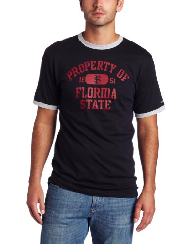 NCAA Mens Florida State Seminoles Ringer T-Shirt (Black/Oxford, X-Large)