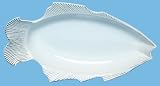 White Fish Ceramic Pottery Snapper Medium Bowl 15"x8"x2.25"
